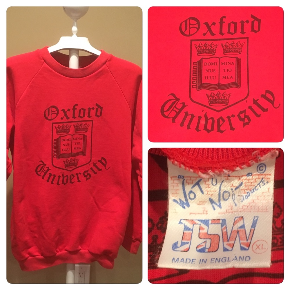 Vtg 80s Imported Oxford University Sweatshirt